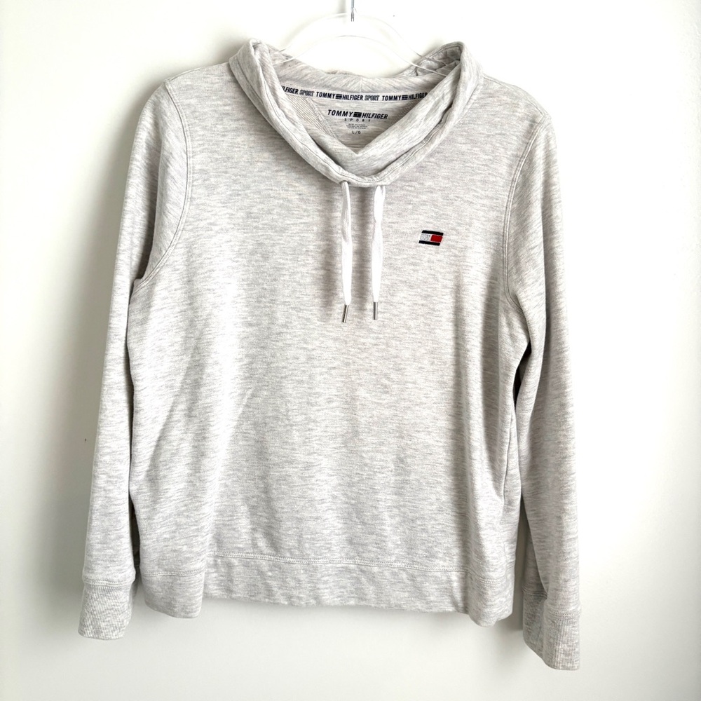 Tommy Hilfiger | Women’s Sport Light Gray Cowl Neck Drawstrings Sweatshirt Size